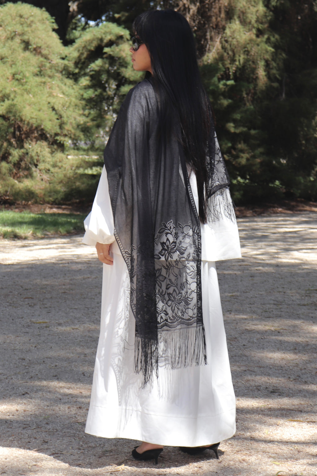 Noir Lace Fringe Hijab - Preorder