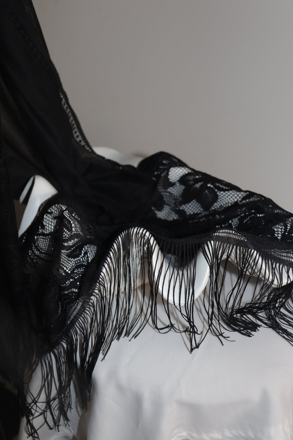 Noir Lace Fringe Hijab - Preorder