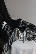 Noir Lace Fringe Hijab - Preorder