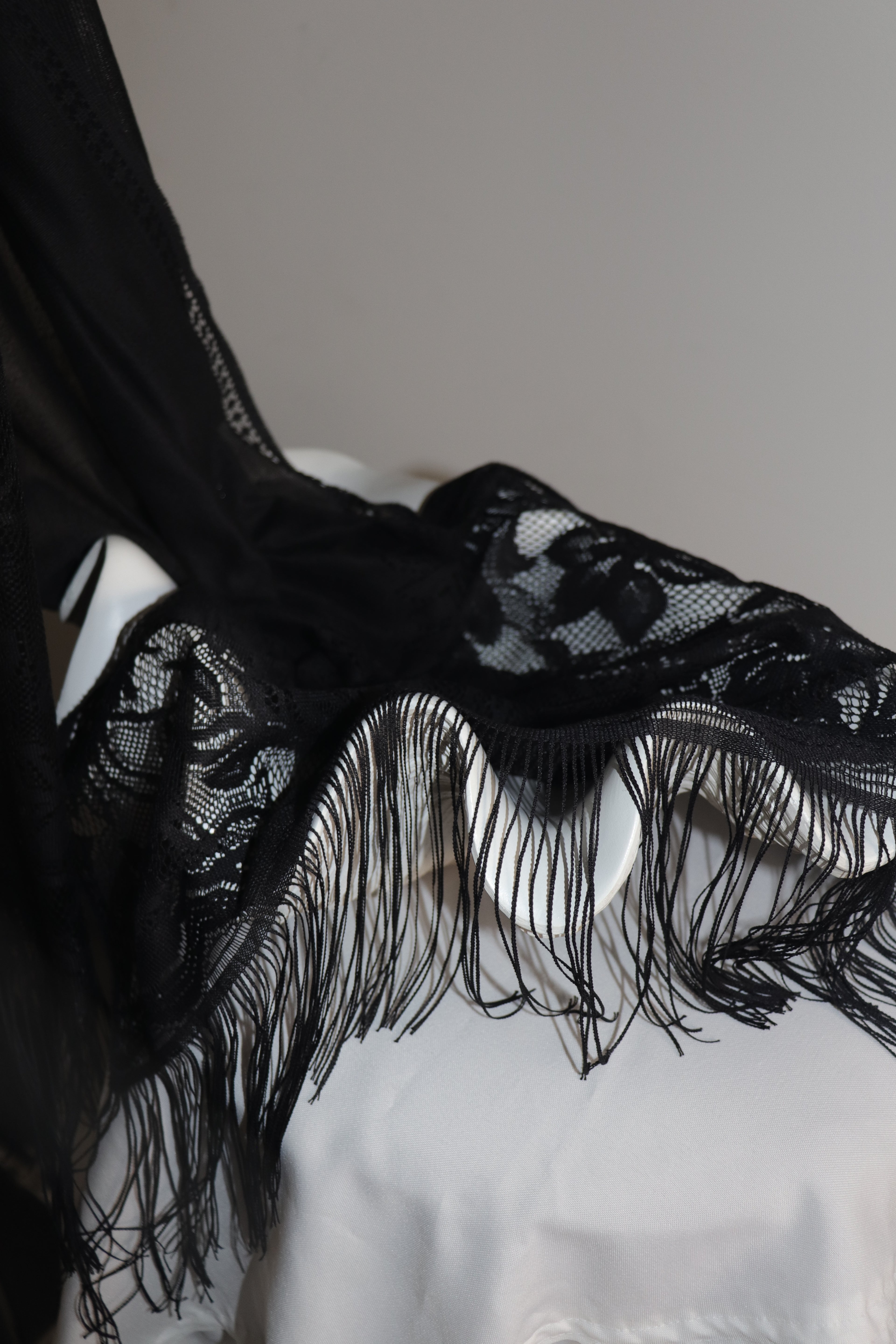 Noir Lace Fringe Hijab - Preorder