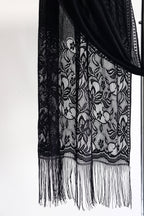 Noir Lace Fringe Hijab - Preorder