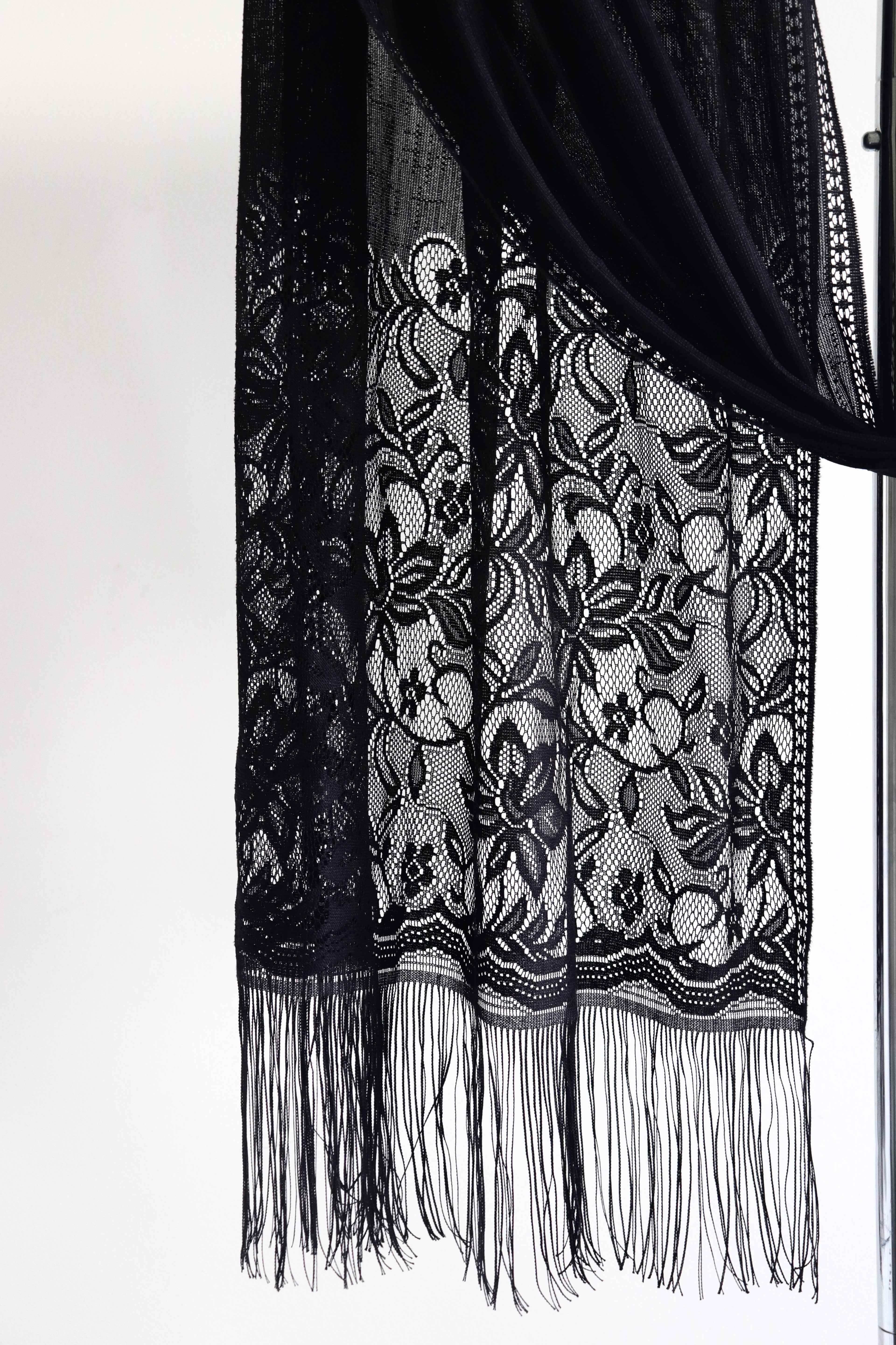 Noir Lace Fringe Hijab - Preorder